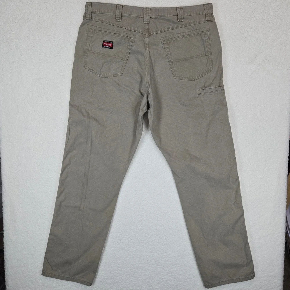 Wrangler Workwear Pants Mens 38x32 Khaki Tan Ripstop Utility Carpenter Trousers